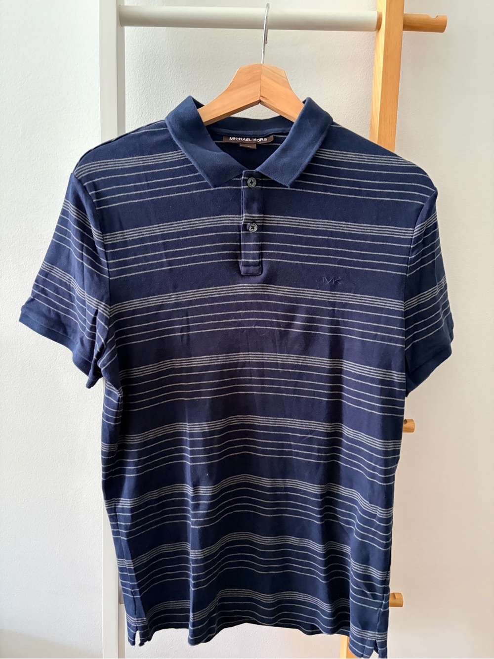 Men’s Michael Kors Navy Striped Polo Shirt